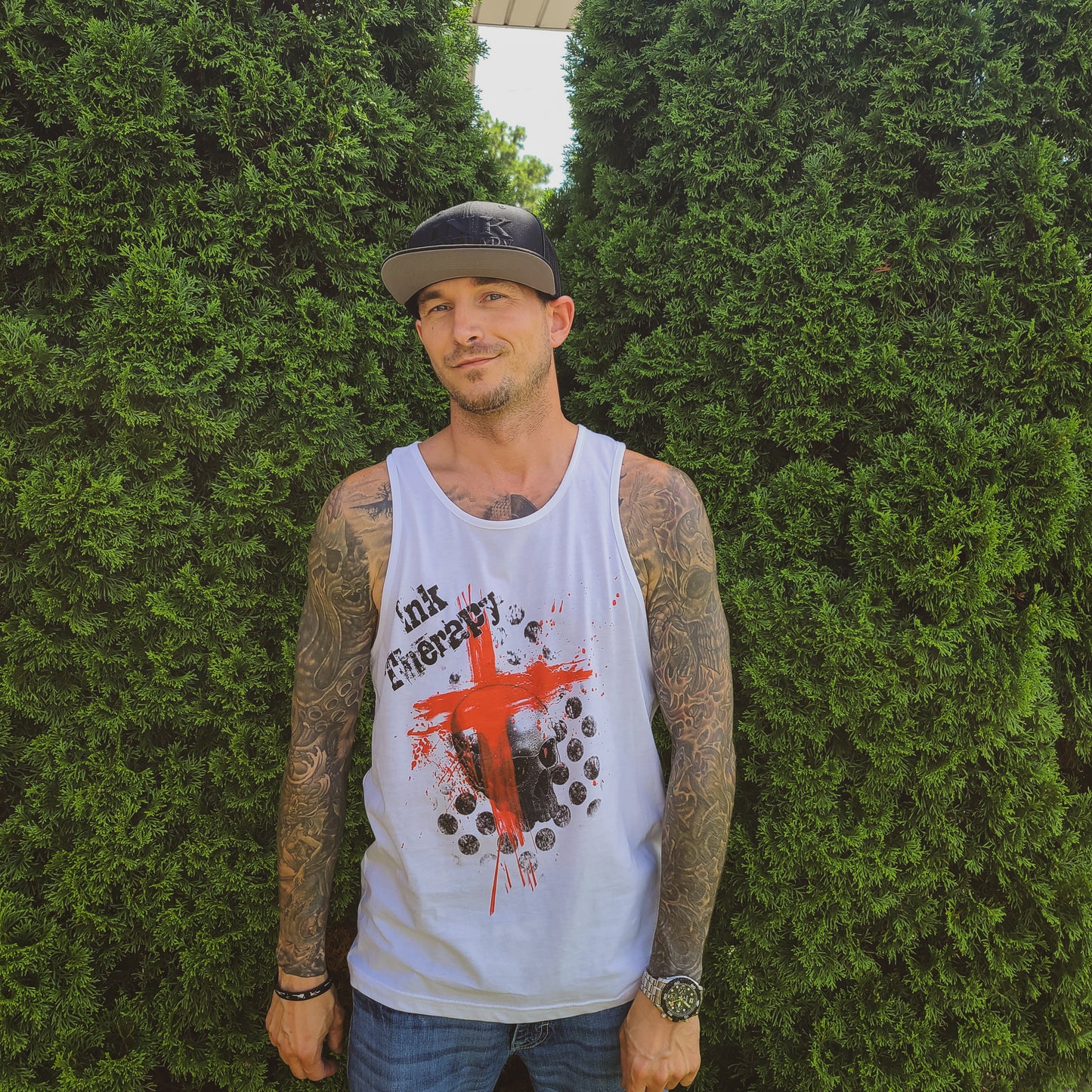 Red Cross & Skull Men's Tanktop